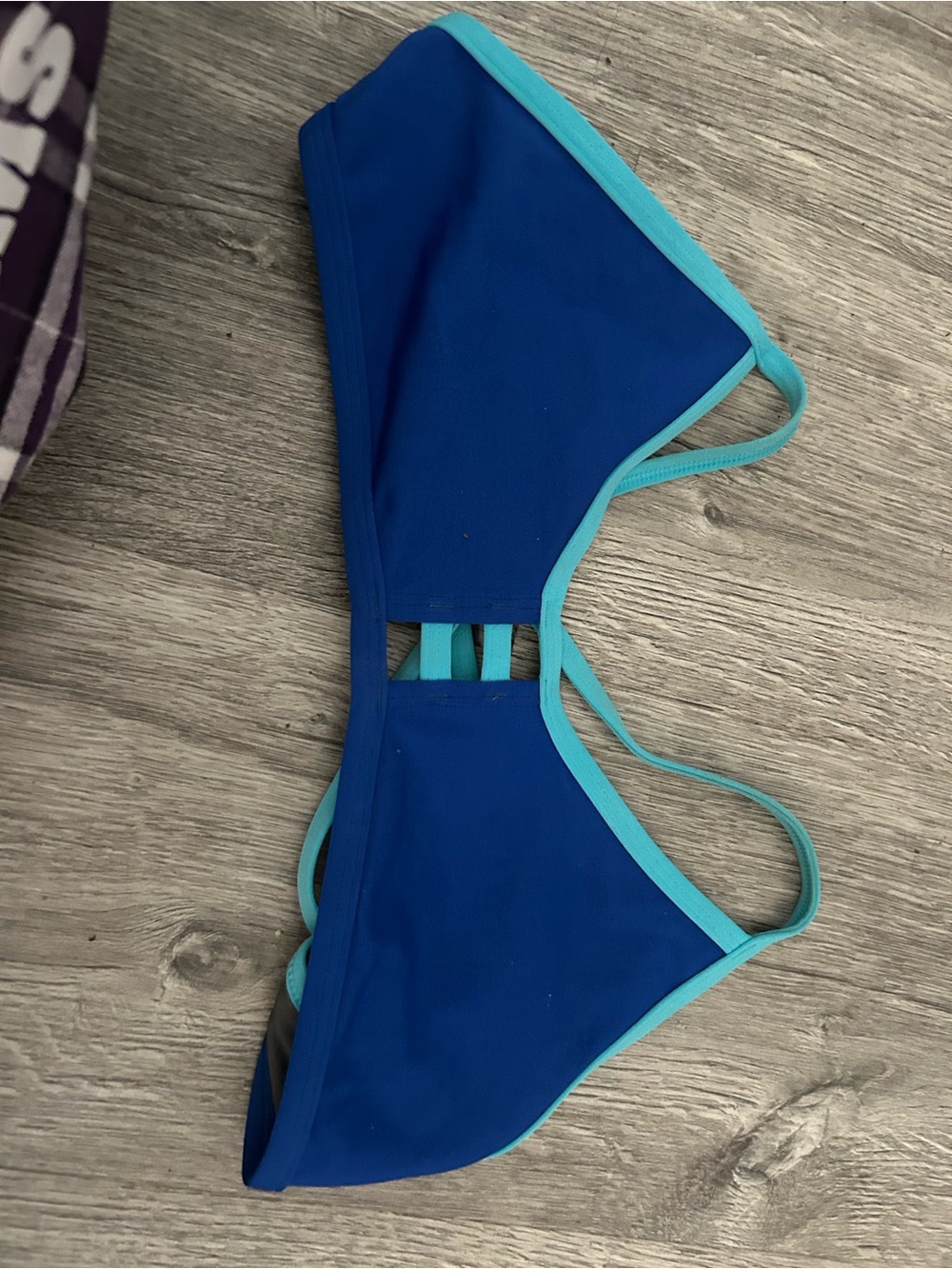 Jolyn Clothing Blue Swim Top with Light Blue Trim